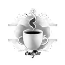 A minimalist tattoo of a strong arm lifting a coffee cup, with the word 'hustle' incorporated into the design, reflecting your passion for work and coffee. tattoo design idea