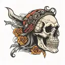 skull for biker tattoo design idea