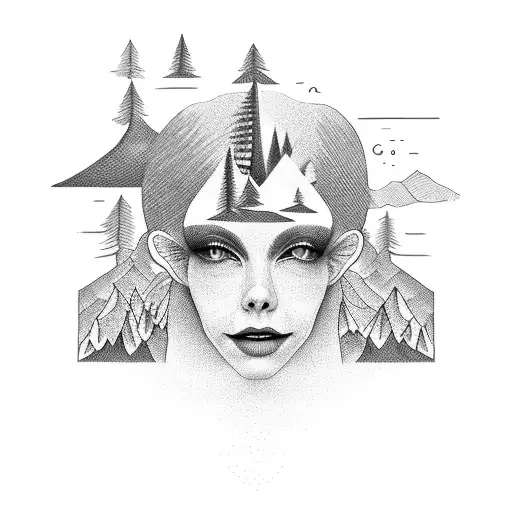 Combine elements from Twin Peaks and houseplants in a surreal composition tattoo design idea