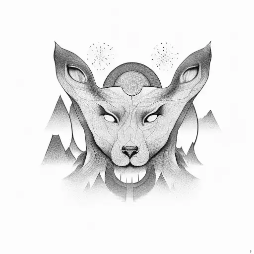 Combine elements from Twin Peaks in a surreal composition tattoo design idea