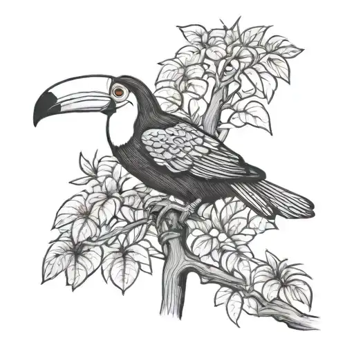 toucan ayahuasca tree tattoo design idea