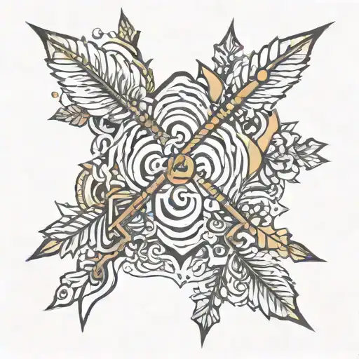 Buddhism 2 arrows. 1 filled in 1 empty  tattoo design idea