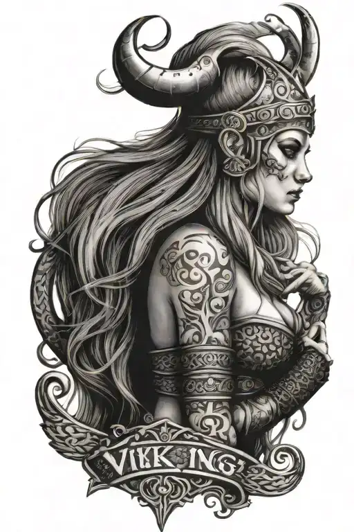 Viking babe quote incorporated symbolizing tattoo design idea