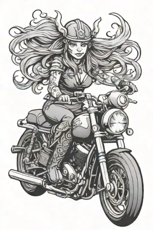 Viking babe quote motorcycle racing tattoo design idea