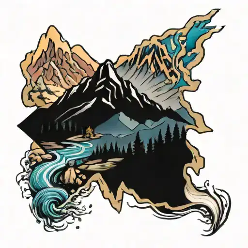 mountain and valleys  tattoo design idea