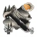 mountain and valleys  tattoo design idea