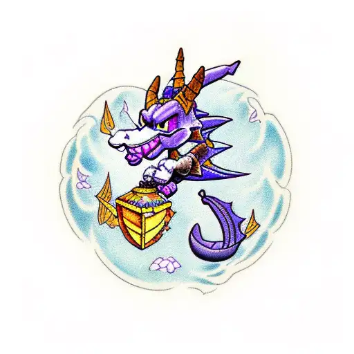 Spyro the Dragon flying tattoo design idea
