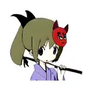 Girl in a Japanese mask with a bat tattoo design idea