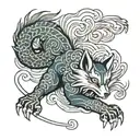 nine tailed fox tattoo design idea