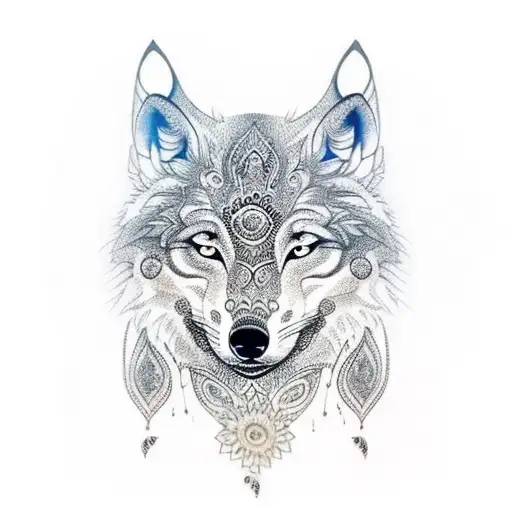 mehndi wolf back tattoo design idea