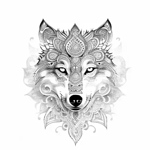 mehndi wolf back tattoo design idea