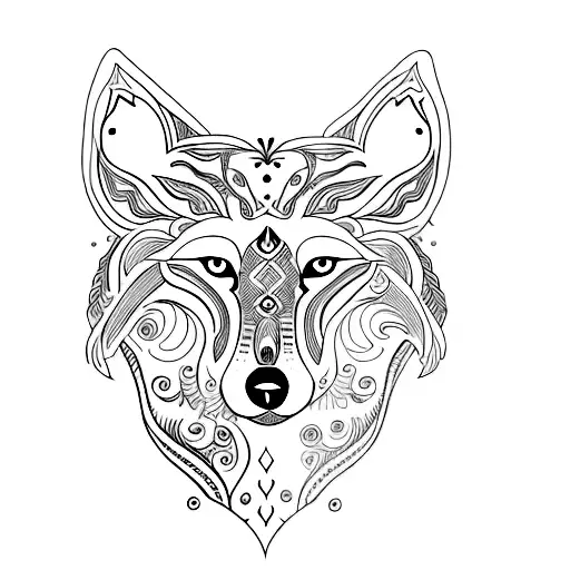 mehndi wolf back tattoo design idea