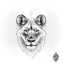 a lioness with 2 cubs tattoo design idea