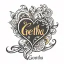 geetha name in kannada with heart shape tattoo design idea