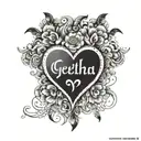 geetha name in kannada with heart shape tattoo design idea