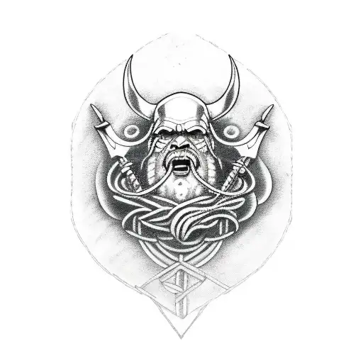 half dead Viking, ship tattoo design idea