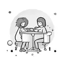 a father and two daughters playing videogames. it also shows a rocket and a drum set. tattoo design idea