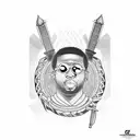 gucci mane with a samurai sword tattoo design idea