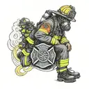 firefighter with my kids names incorporated tattoo design idea
