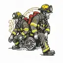 firefighter with my kids names incorporated tattoo design idea