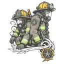 firefighter with my kids names incorporated tattoo design idea