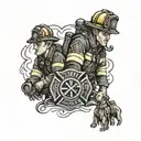 firefighter with my kids names incorporated tattoo design idea