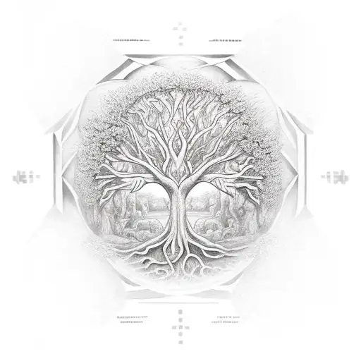 holy grail tree of life wheel of time tattoo design idea