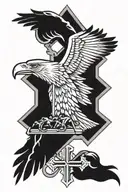 cross with eagle head tattoo design idea