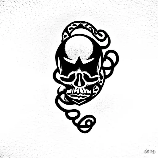 skull and snake tattoo design idea