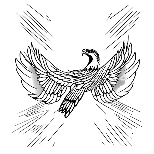A soaring eagle breaking through chains tattoo design idea