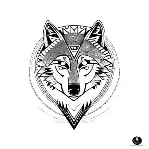 tribal wolf and moon