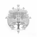 a realistic tree of life tattoo with the dates 1940, 1943,1981,2009 tattoo design idea