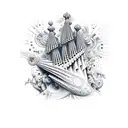 una vidriera de la sagrada familia con fondo marino tattoo design idea
