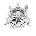una vidriera de la sagrada familia con fondo marino tattoo design idea