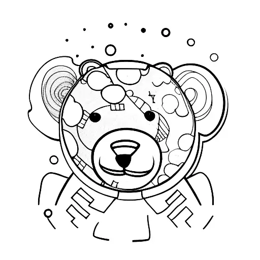 A teddy bear. Line work tattoo design idea