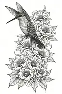 vines wrapped hummingbird mums poppy flowers honeysuckle  tattoo design idea