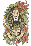 bob marley lion tattoo design idea