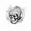 155m Cannons with Skull tattoo design idea