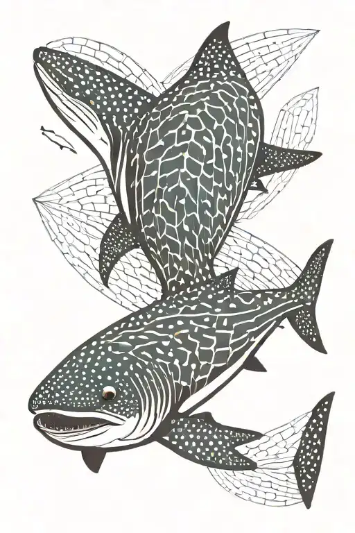 whale shark swimming tattoo design idea