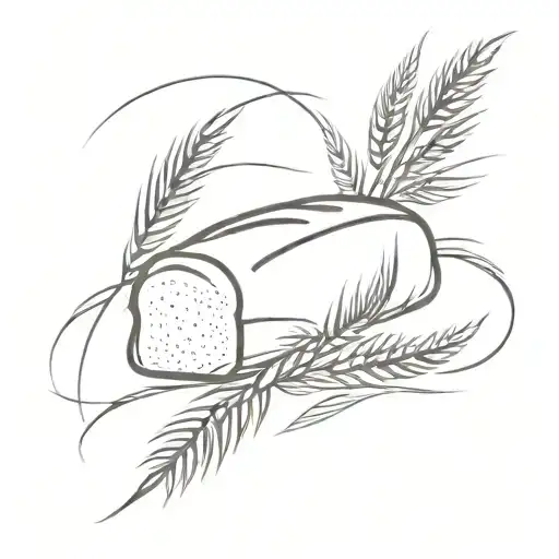 Loaf of bread with wheat pieces tattoo design idea