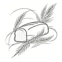 Loaf of bread with wheat pieces tattoo design idea