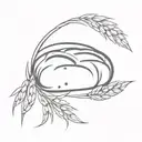 Loaf of bread with wheat pieces tattoo design idea