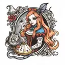 gothic alice in wonderland tattoo design idea