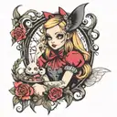 gothic alice in wonderland tattoo design idea