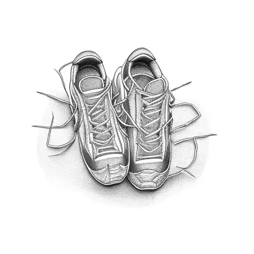 A pair of sneakers made of crab legs and sewing needles tattoo design idea