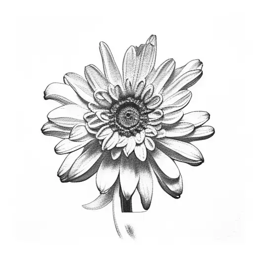 chrysanthemum, narcissus, daisy and daffodil bouqet tattoo design idea