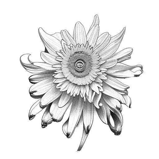 bouquet of narcissus, chrysanthemum, daffodil, and daisy tattoo design idea