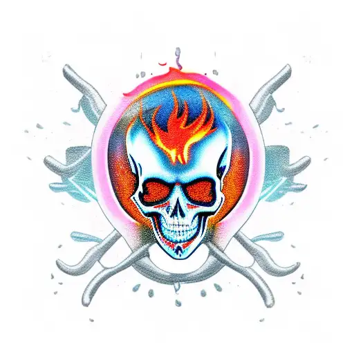 flaming skull tattoo design idea
