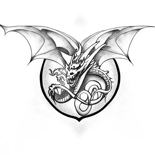 witchy dragon tattoo design idea