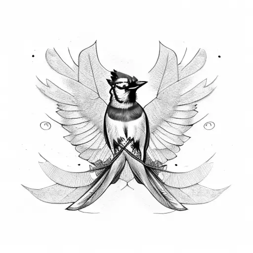 Blackwork Blue Jay Tattoo Idea - BlackInk AI